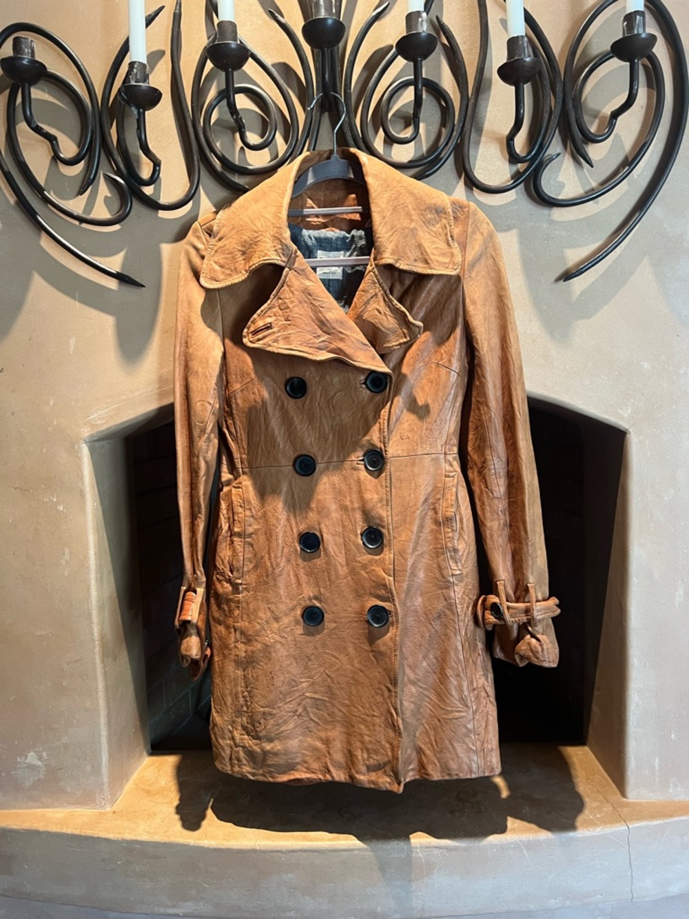 Billy Reid Leather Double-Breasted Trench Coat - beautiful color